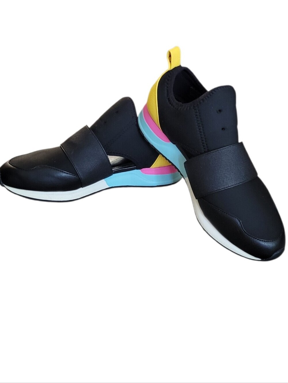 Aldo Men's Black Slip-On Sneakers with Yellow, Pink & Blue Accents